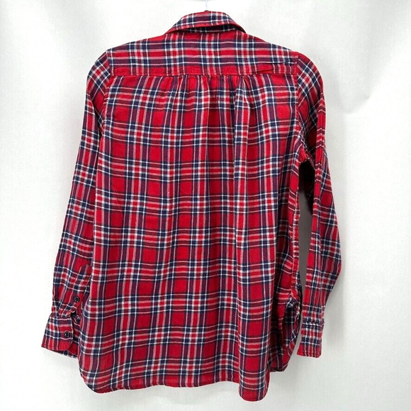 Denim Supply Ralph Lauren Plaid Shirt Red Blue Womens XS Linen Old Money Preppy - Picture 5 of 10